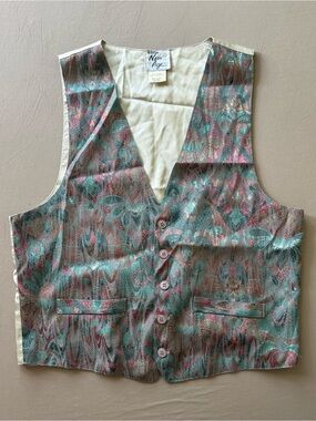 Vintage New Age Multicolored Jacquard Brocade Patterned Waistcoat Vest